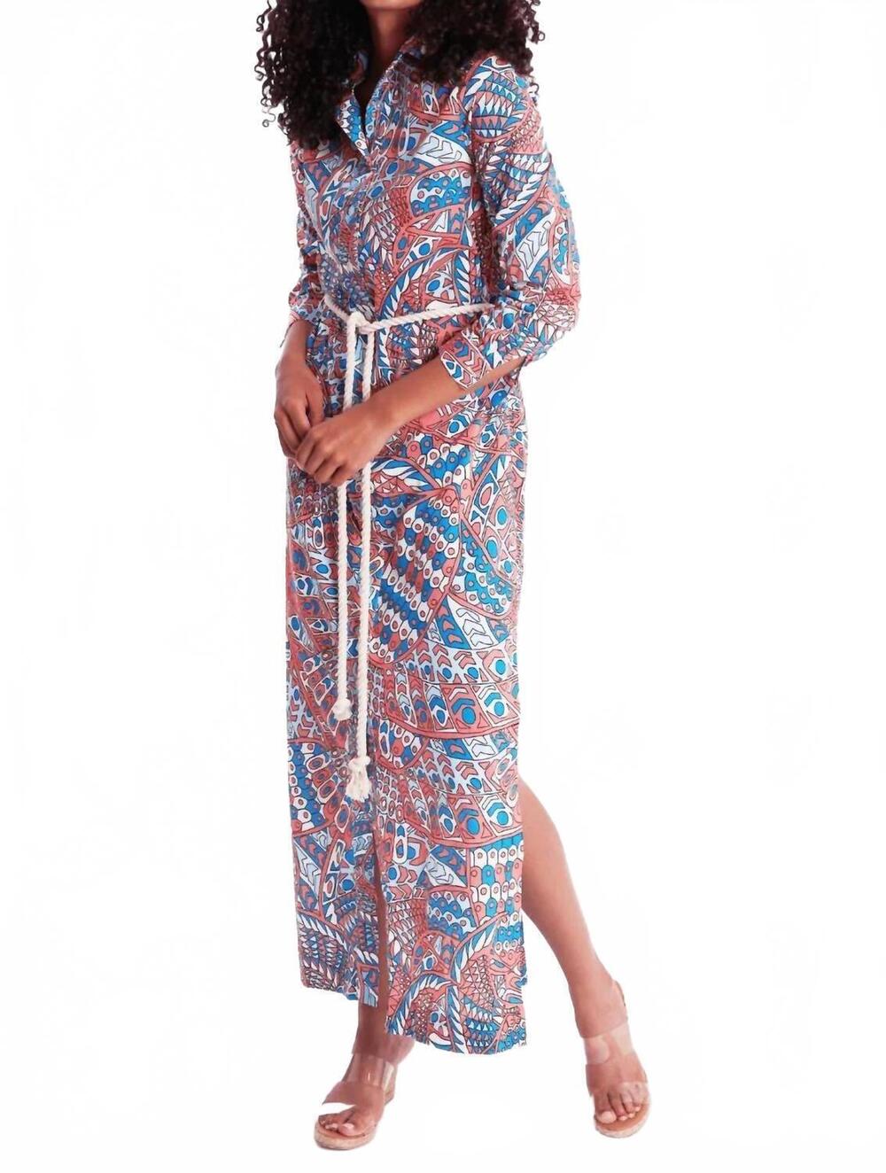 NEW CK BRADLEY monteith caftan midi dress in falcon cotton candy